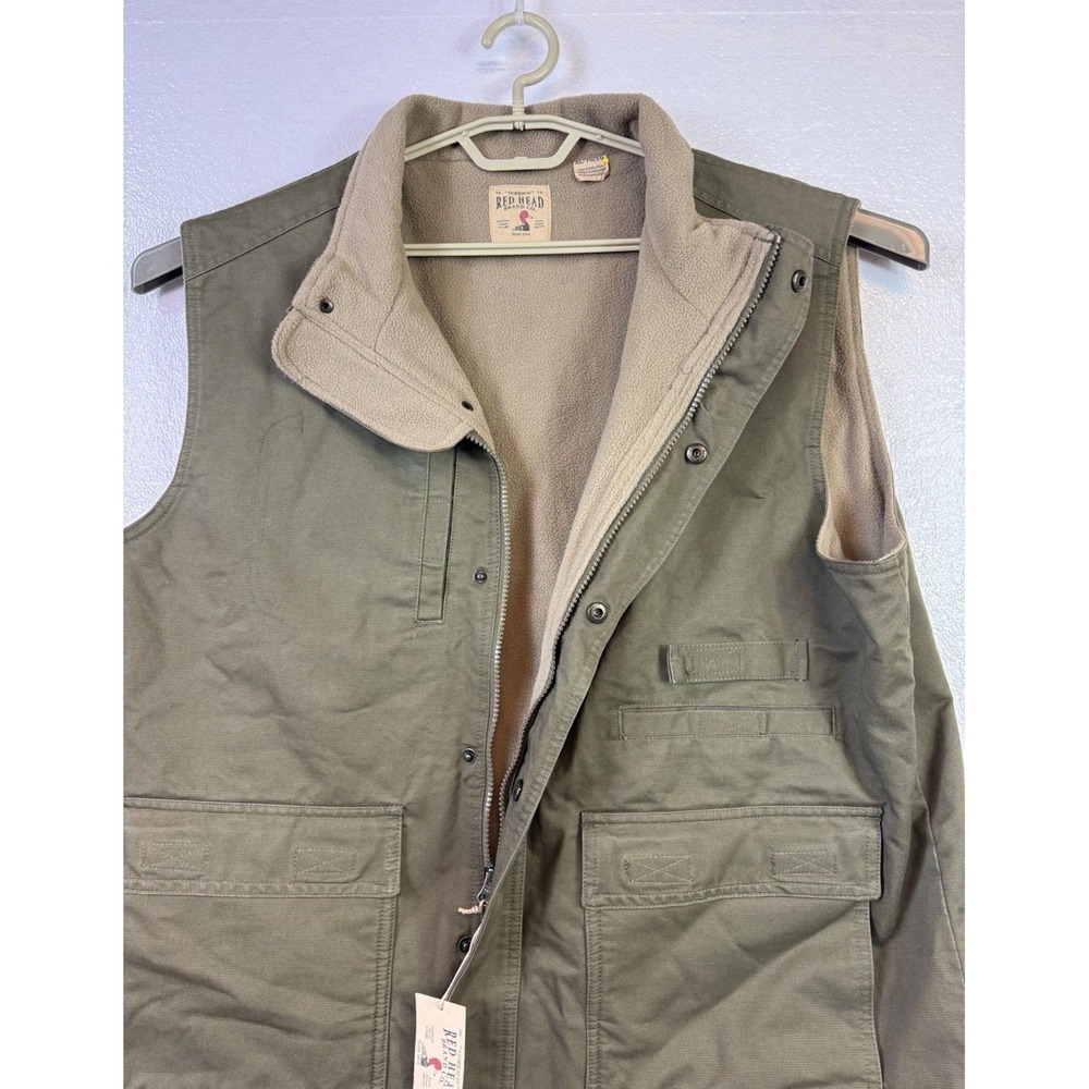RedHead Vest Duck Canvas Mens Sz XL Camp Hunting Hiking Jacket Olive Green New - Picture 7 of 9
